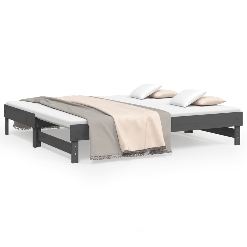 Daybed Extendable Grey 2x(90x190) cm Solid Pine Wood