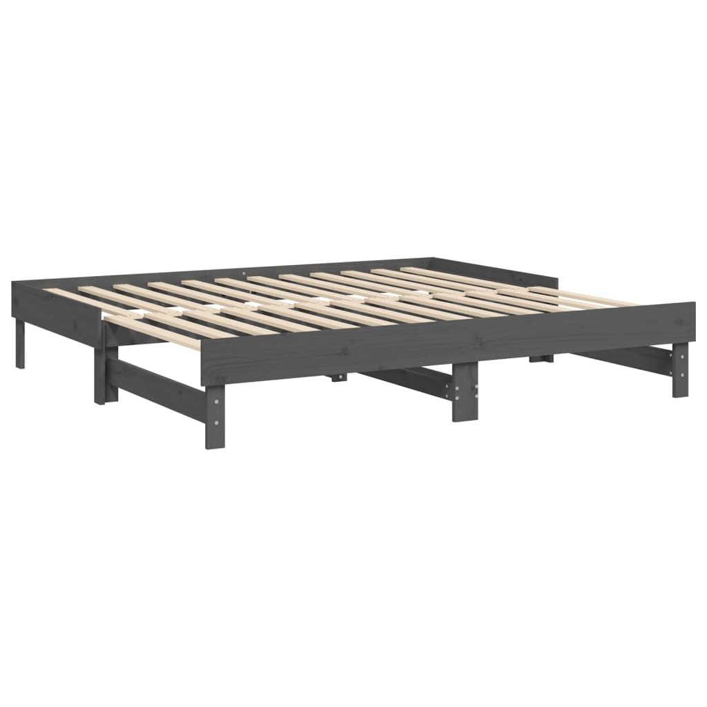 Daybed Extendable Grey 2x(90x190) cm Solid Pine Wood