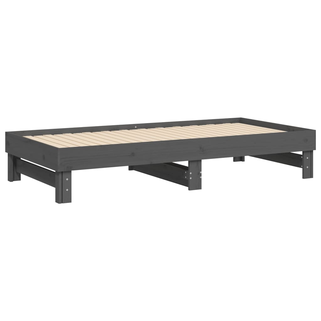 Daybed Extendable Grey 2x(90x190) cm Solid Pine Wood