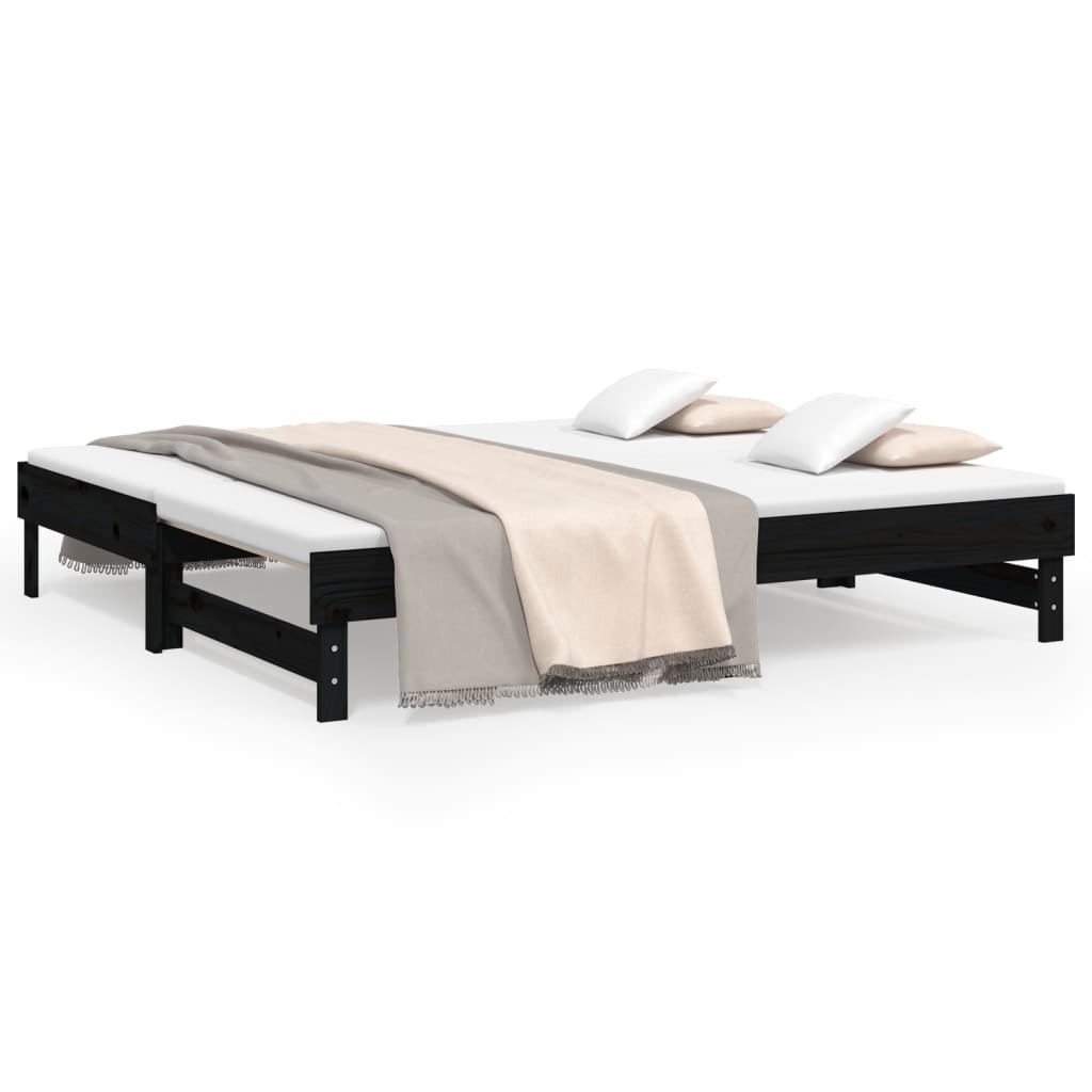 Daybed Extendable Black 2x(90x190) cm Solid Pine