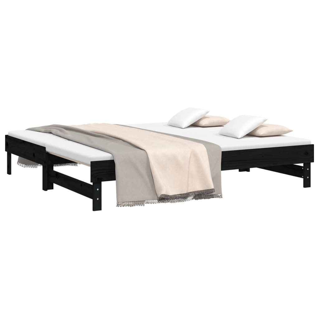 Daybed Extendable Black 2x(90x190) cm Solid Pine