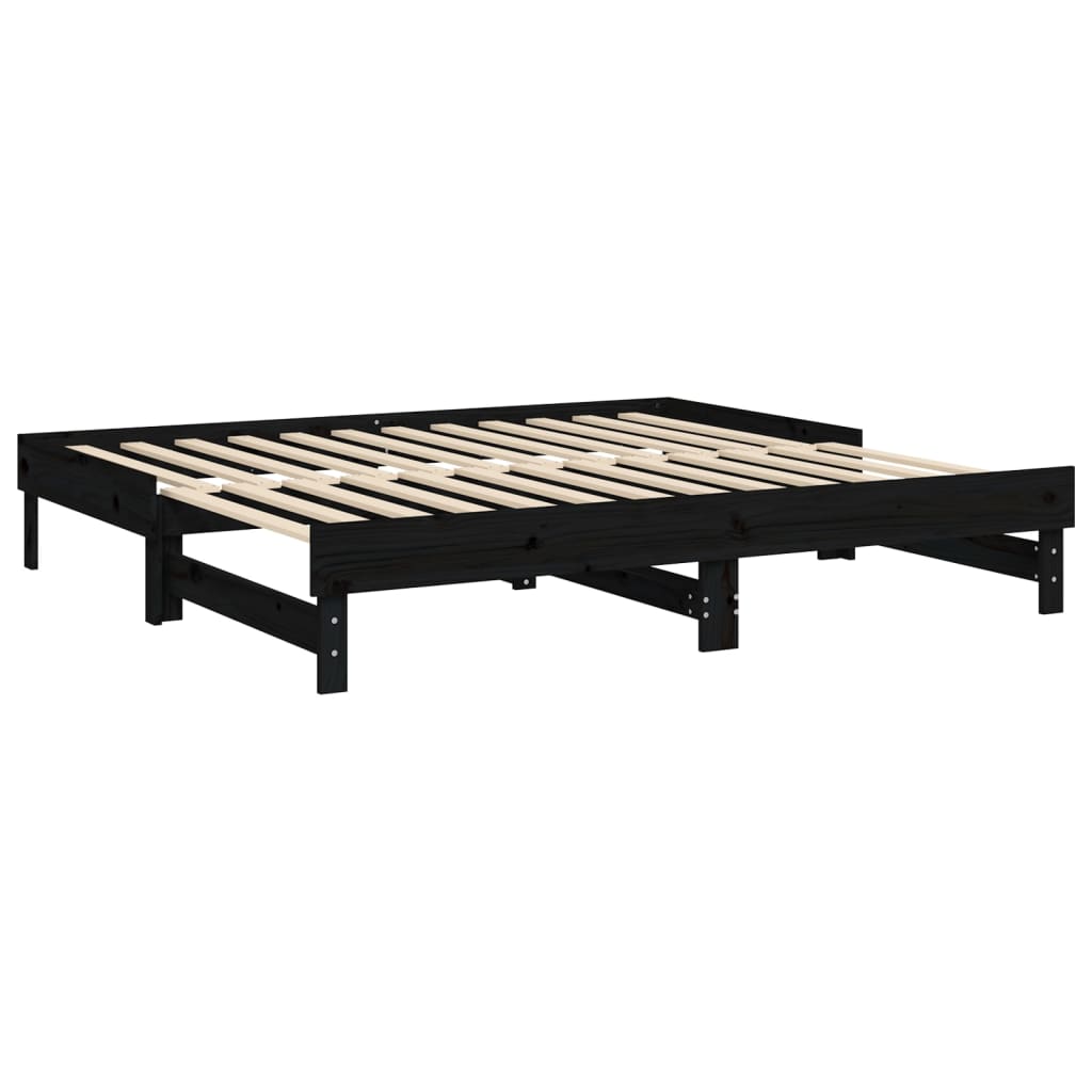 Daybed Extendable Black 2x(90x190) cm Solid Pine