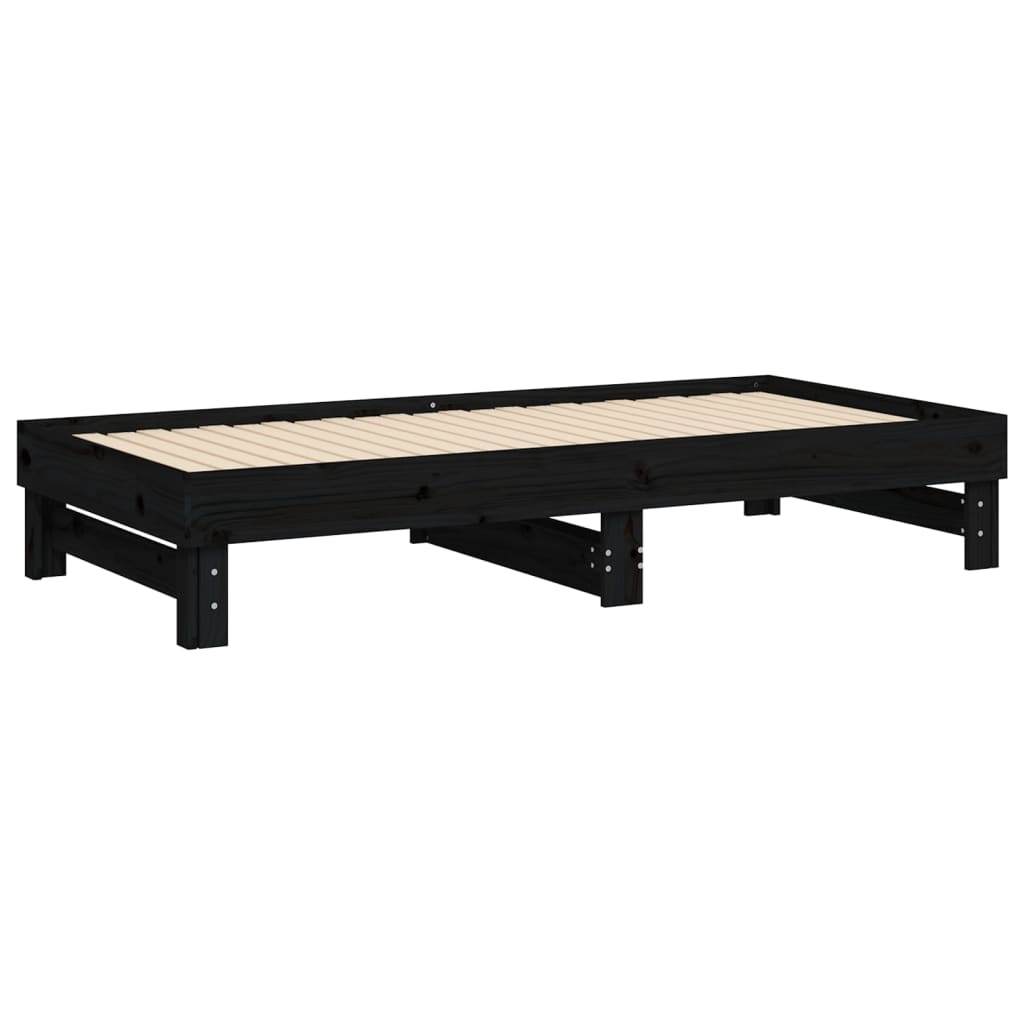 Daybed Extendable Black 2x(90x190) cm Solid Pine