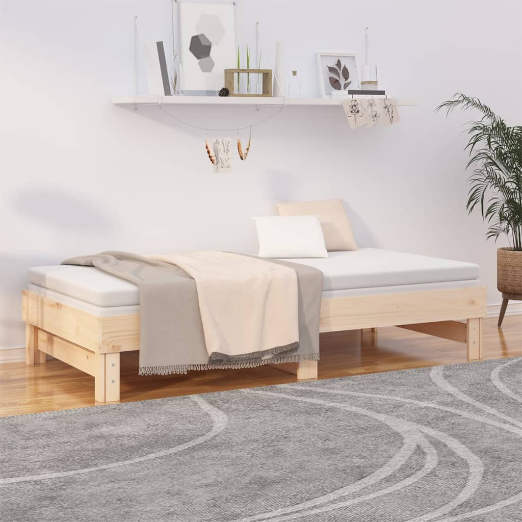 Daybed extendable 2x(75x190) cm solid pine wood