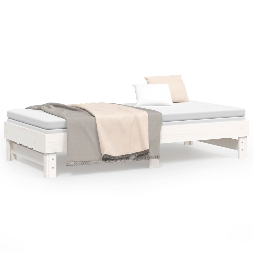 Daybed Extendable White 2x(75x190) cm Solid Pine