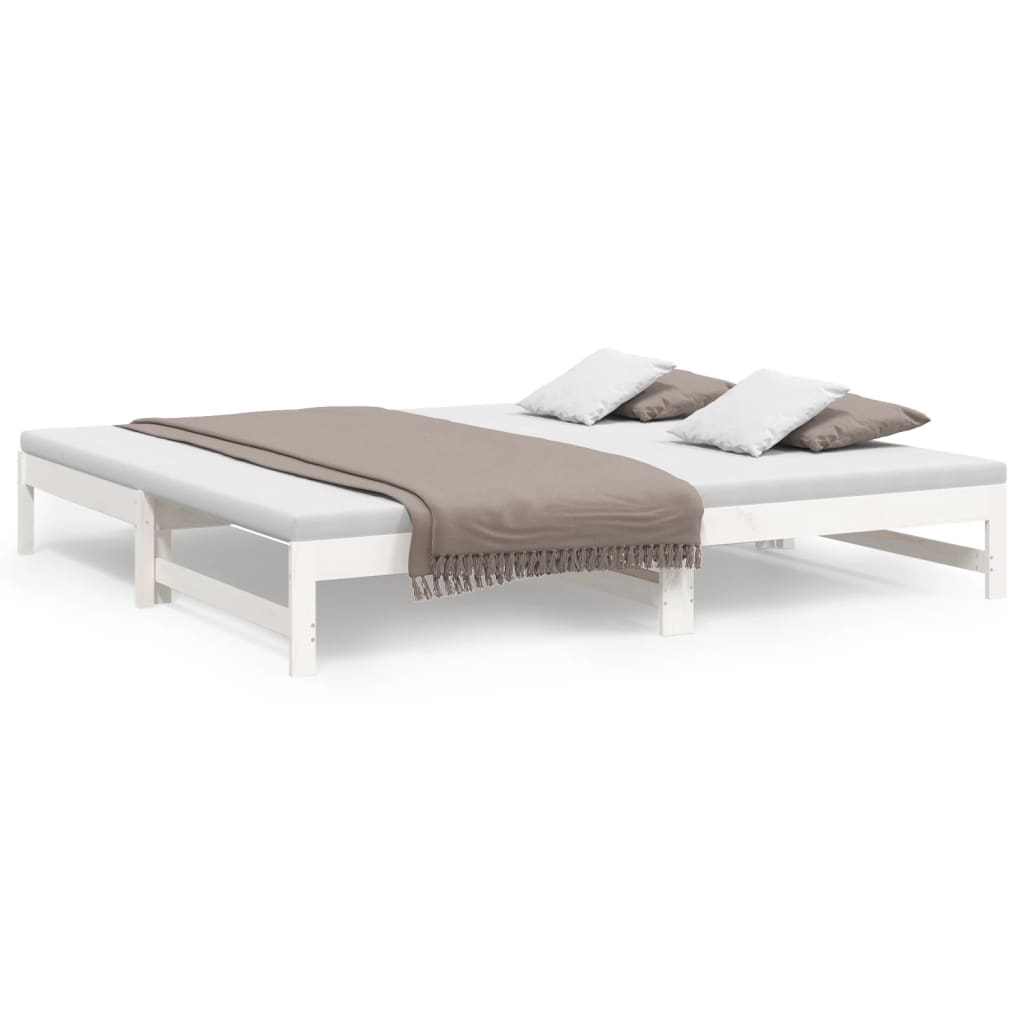 Daybed Extendable White 2x(100x200) cm Solid Pine Wood