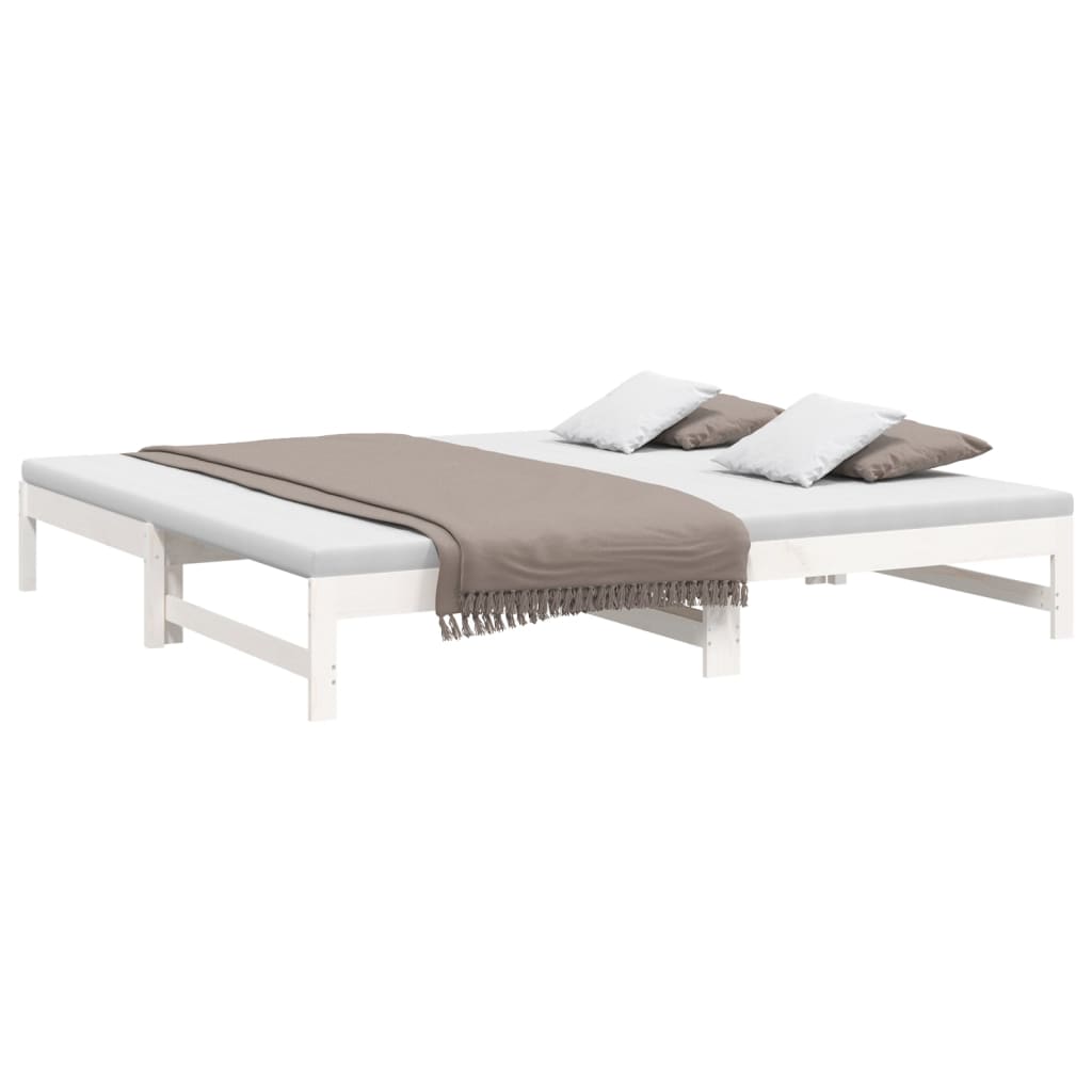 Daybed Extendable White 2x(100x200) cm Solid Pine Wood