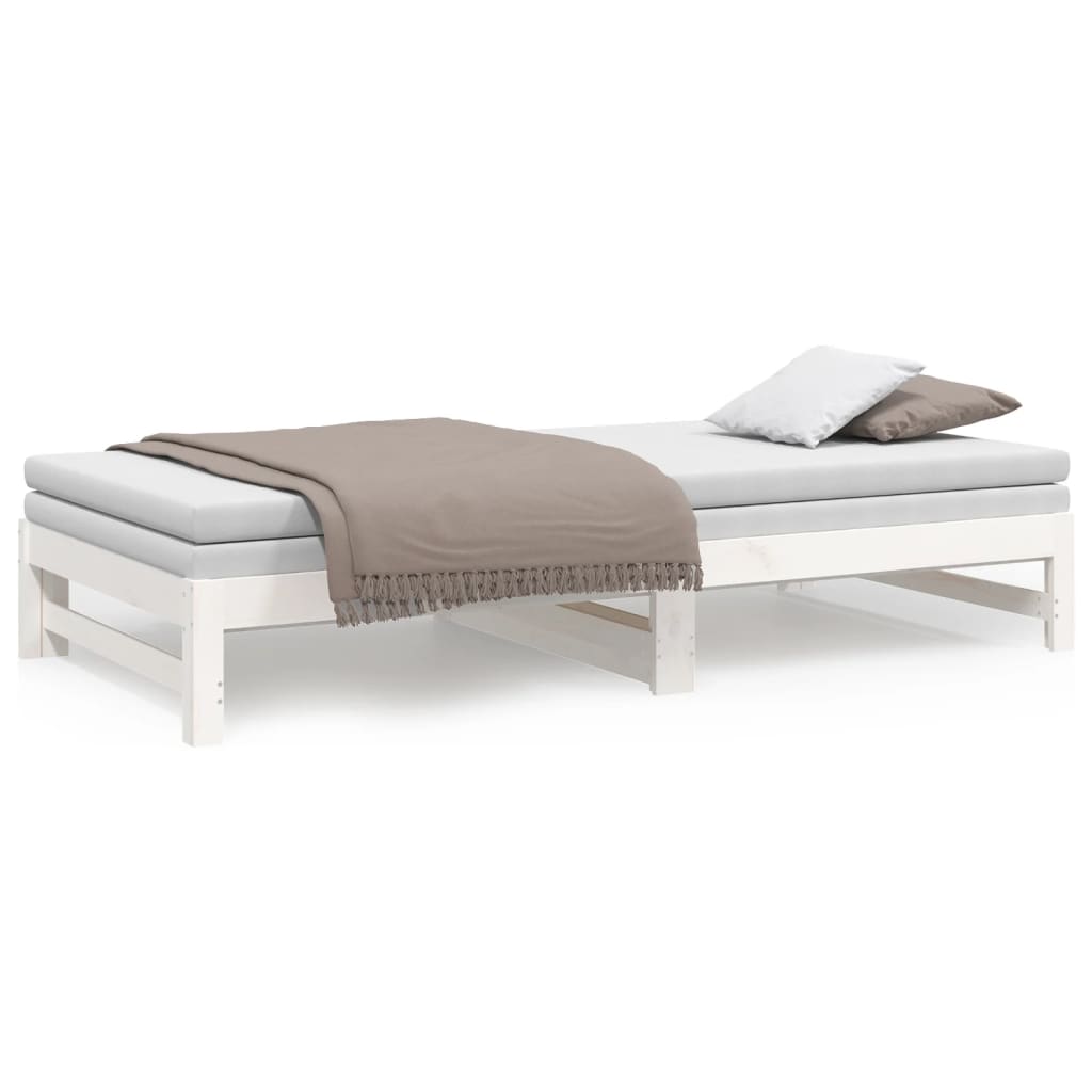 Daybed Extendable White 2x(100x200) cm Solid Pine Wood