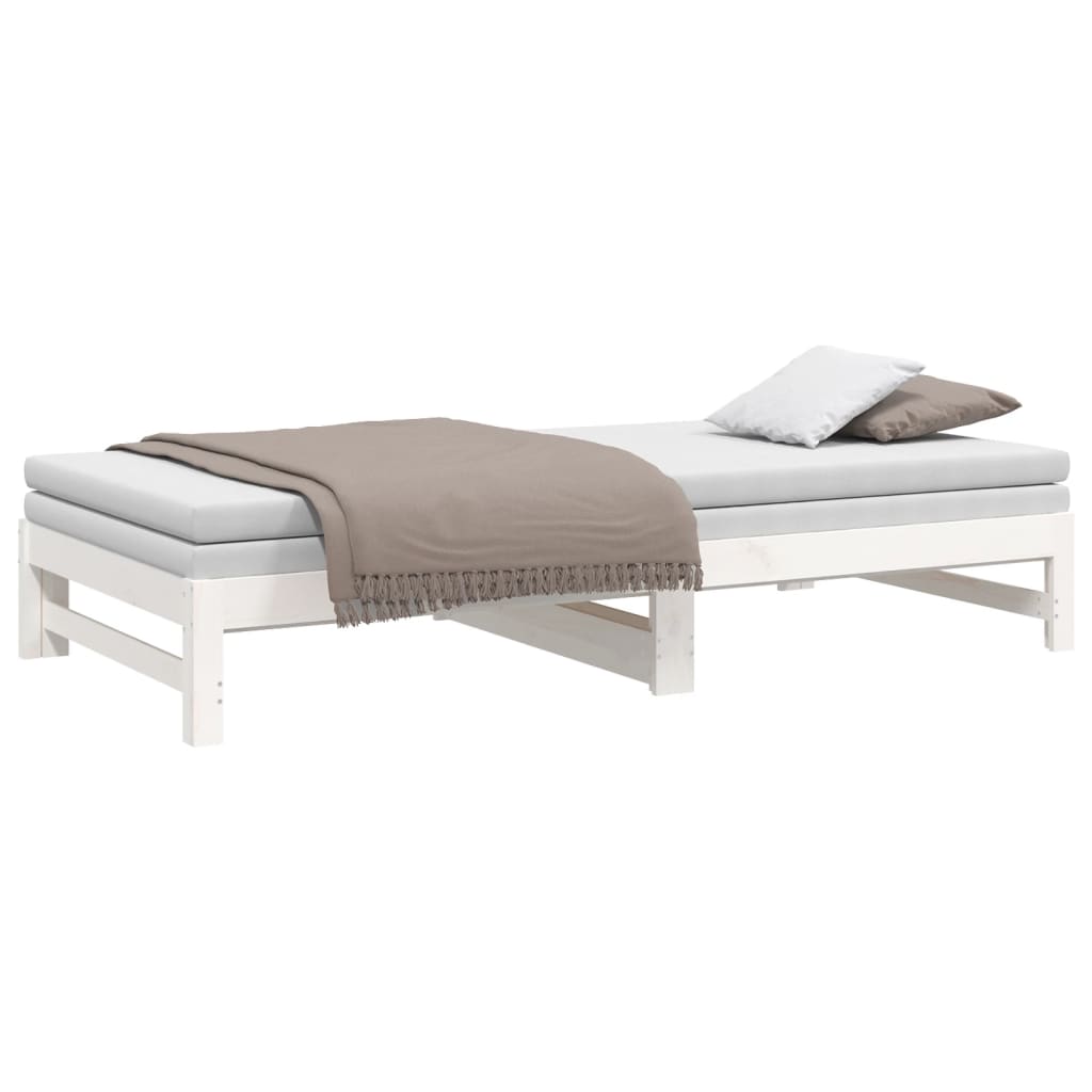 Daybed Extendable White 2x(100x200) cm Solid Pine Wood