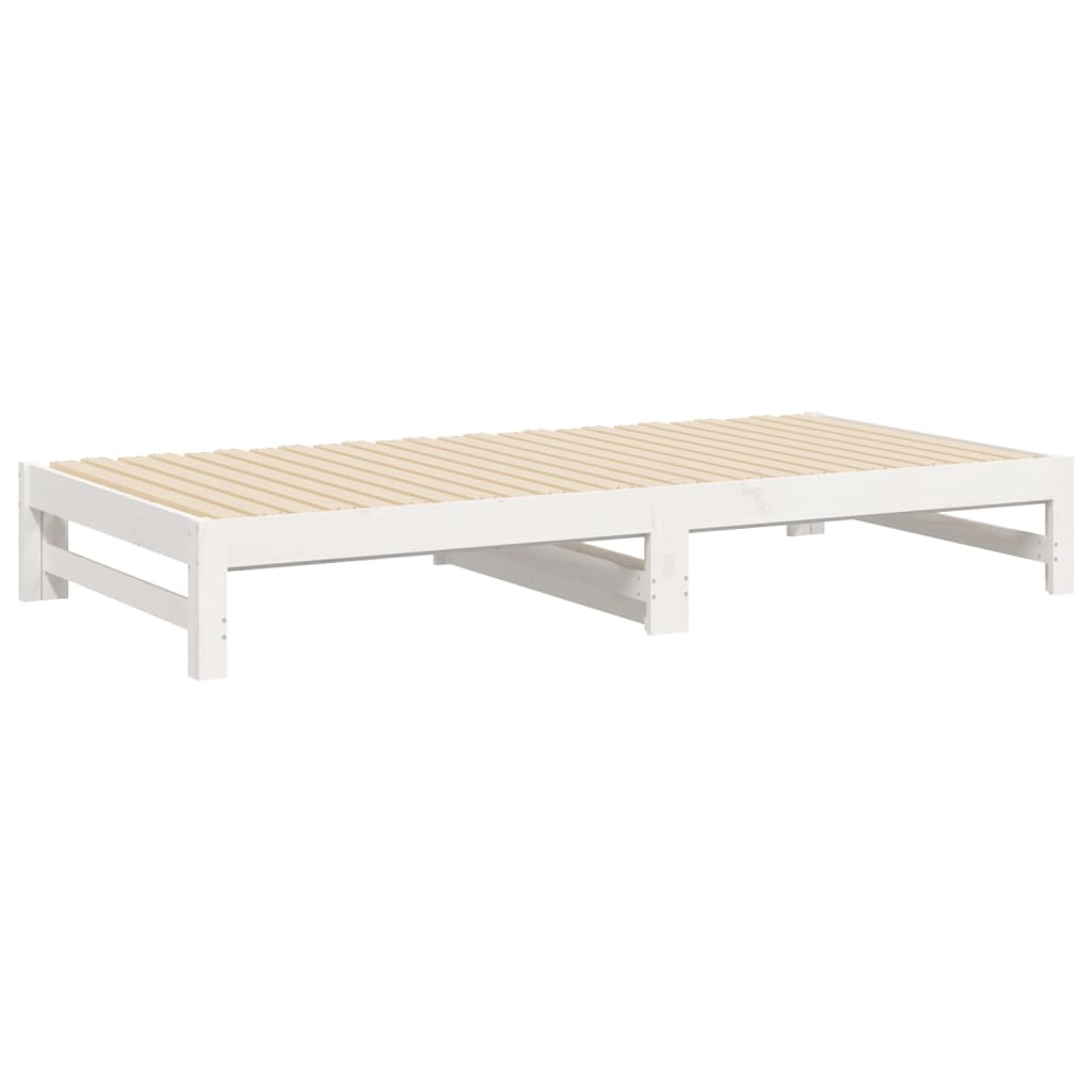 Daybed Extendable White 2x(100x200) cm Solid Pine Wood