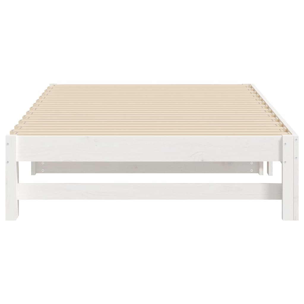 Daybed Extendable White 2x(100x200) cm Solid Pine Wood