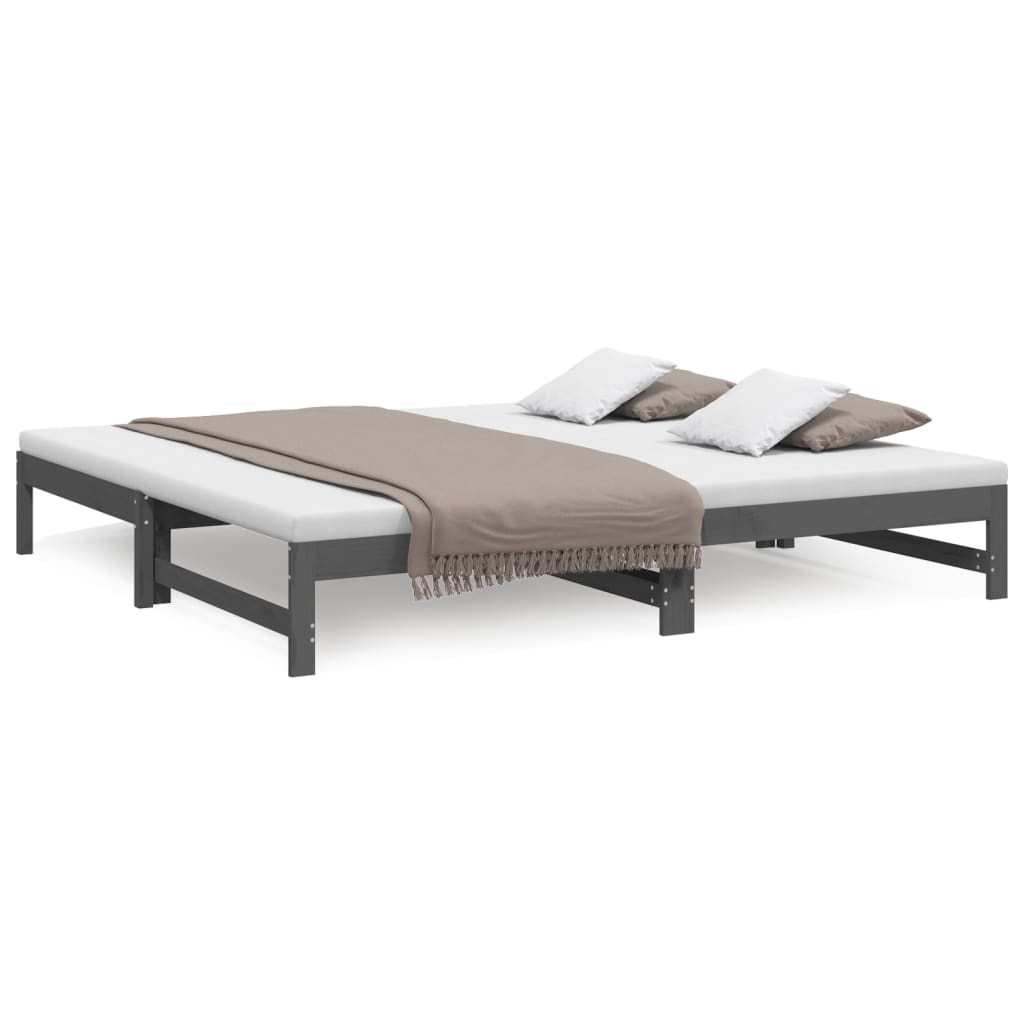 Daybed Extendable Grey 2x(100x200) cm Solid Pine Wood