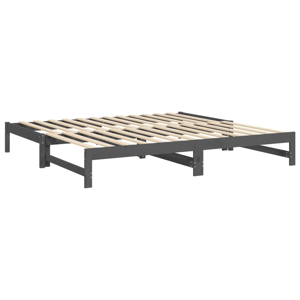 Daybed Extendable Grey 2x(100x200) cm Solid Pine Wood