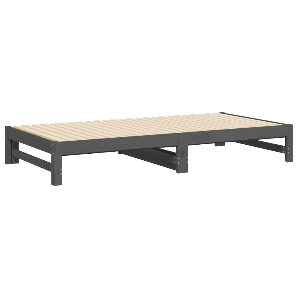 Daybed Extendable Grey 2x(100x200) cm Solid Pine Wood