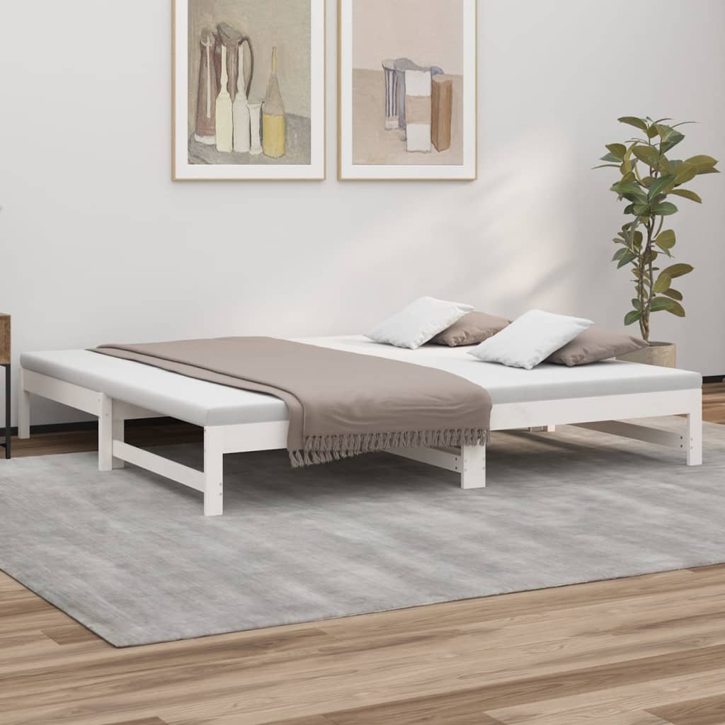 Daybed Extendable White 2x(80x200) cm Solid Pine