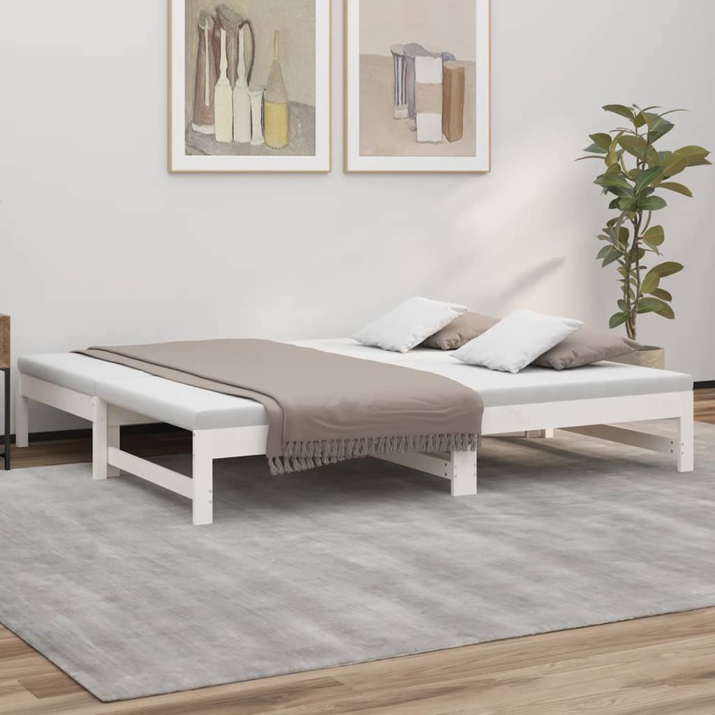 Daybed Extendable White 2x(90x190) cm Solid Pine Wood