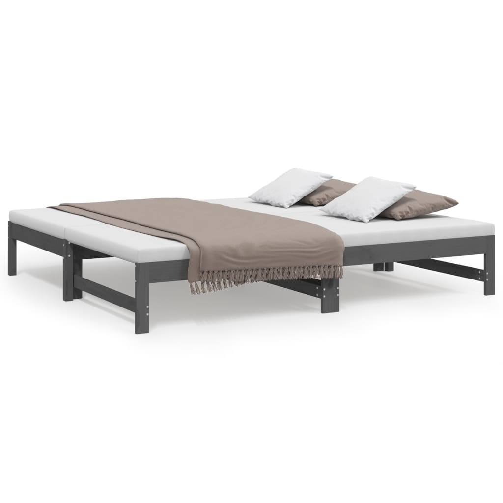 Daybed Extendable Grey 2x(90x190) cm Solid Pine Wood