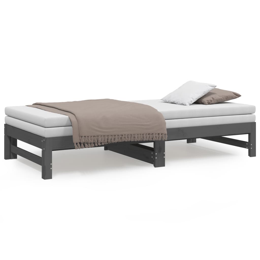 Daybed Extendable Grey 2x(90x190) cm Solid Pine Wood