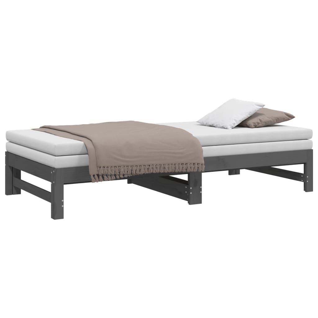 Daybed Extendable Grey 2x(90x190) cm Solid Pine Wood