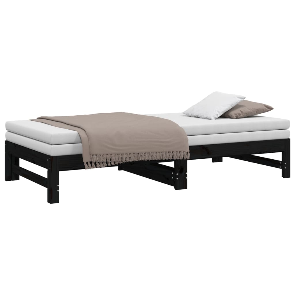 Daybed Extendable Black 2x(90x190) cm Solid Pine