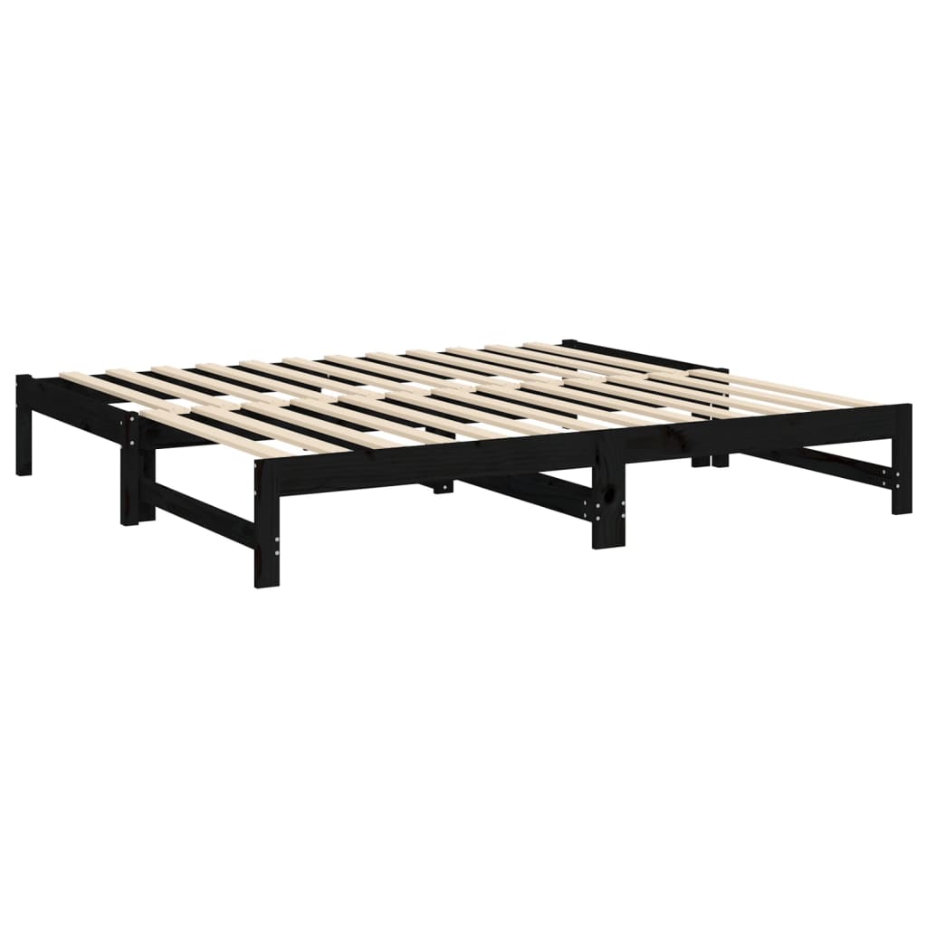 Daybed Extendable Black 2x(90x190) cm Solid Pine