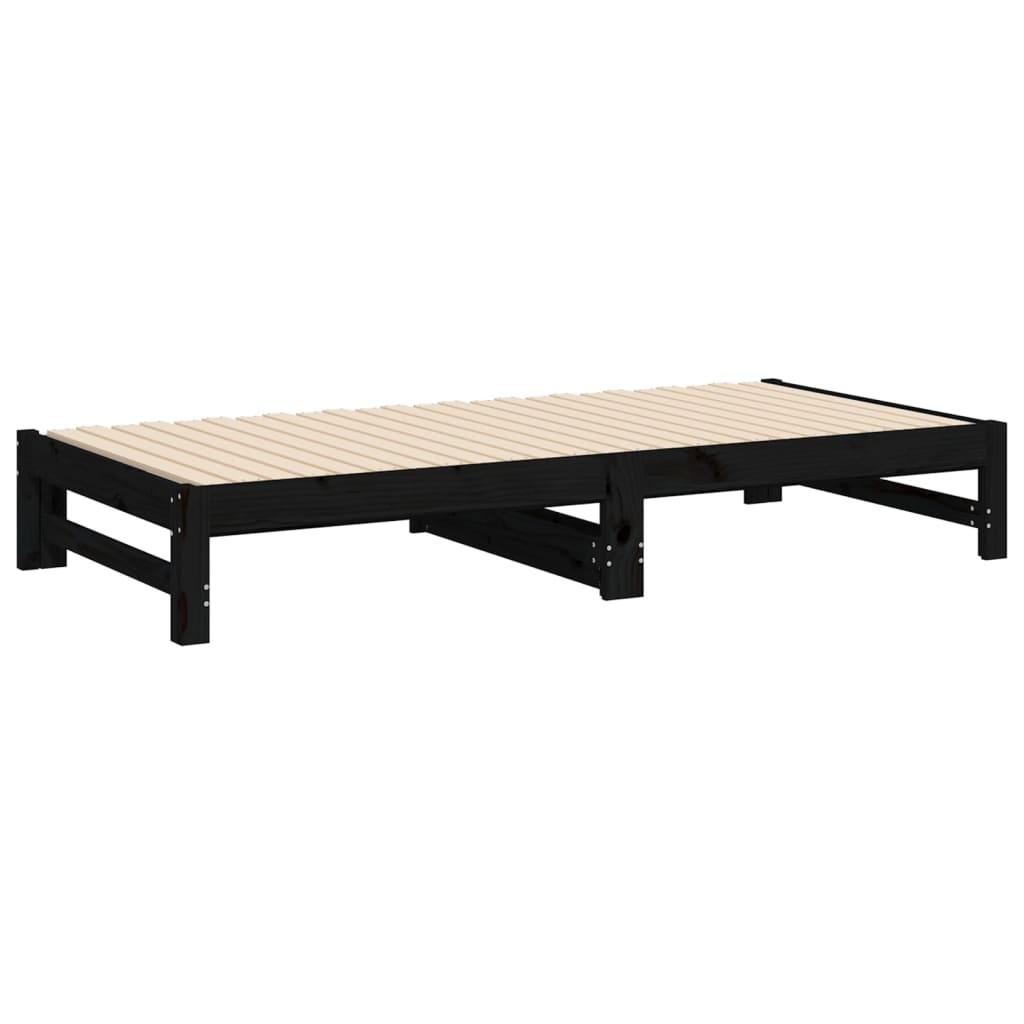 Daybed Extendable Black 2x(90x190) cm Solid Pine