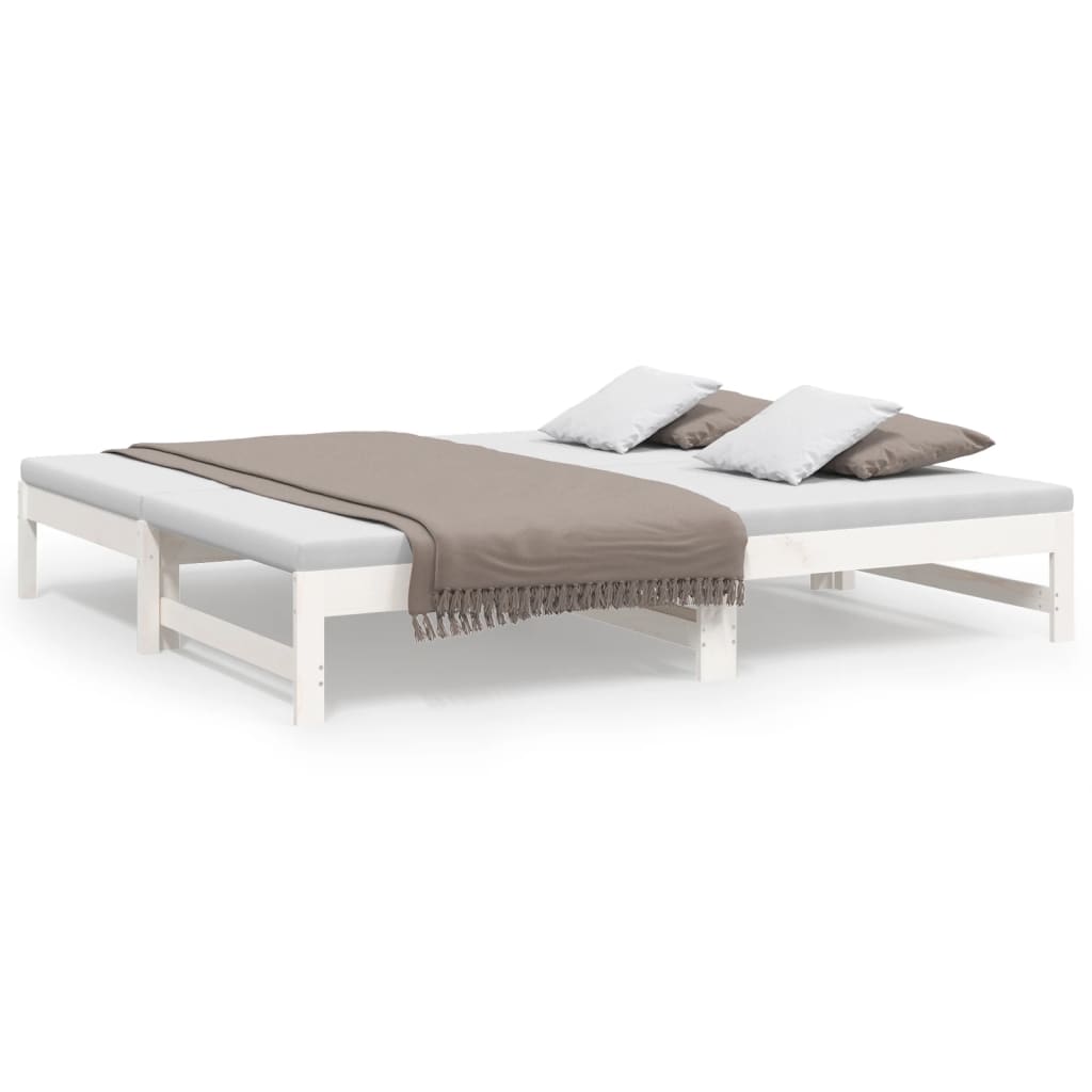 Daybed Extendable White 2x(75x190) cm Solid Pine