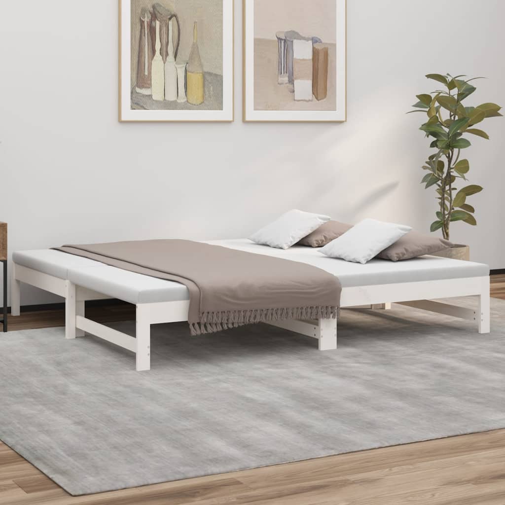 Daybed Extendable White 2x(75x190) cm Solid Pine