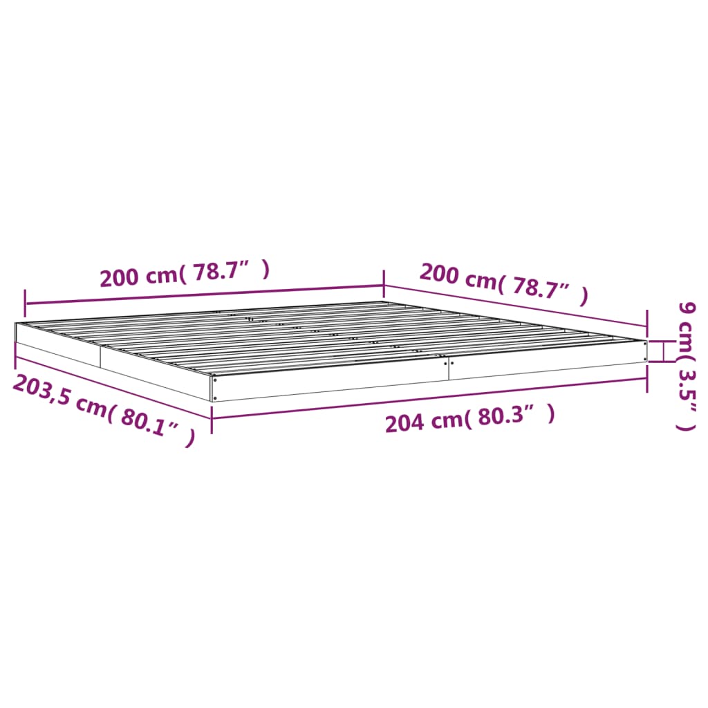 Solid wood bed 200x200 cm pine