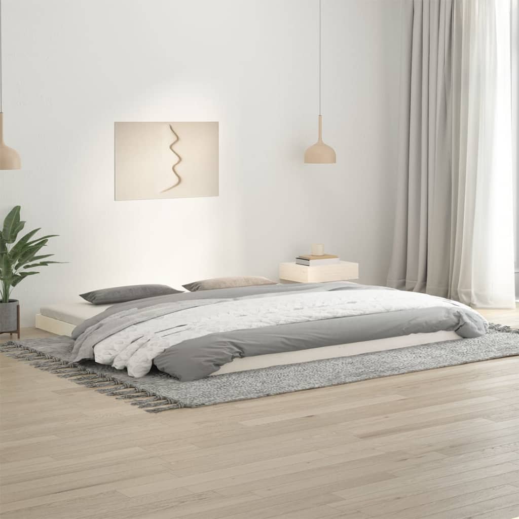 Solid wood bed white 200x200 cm pine