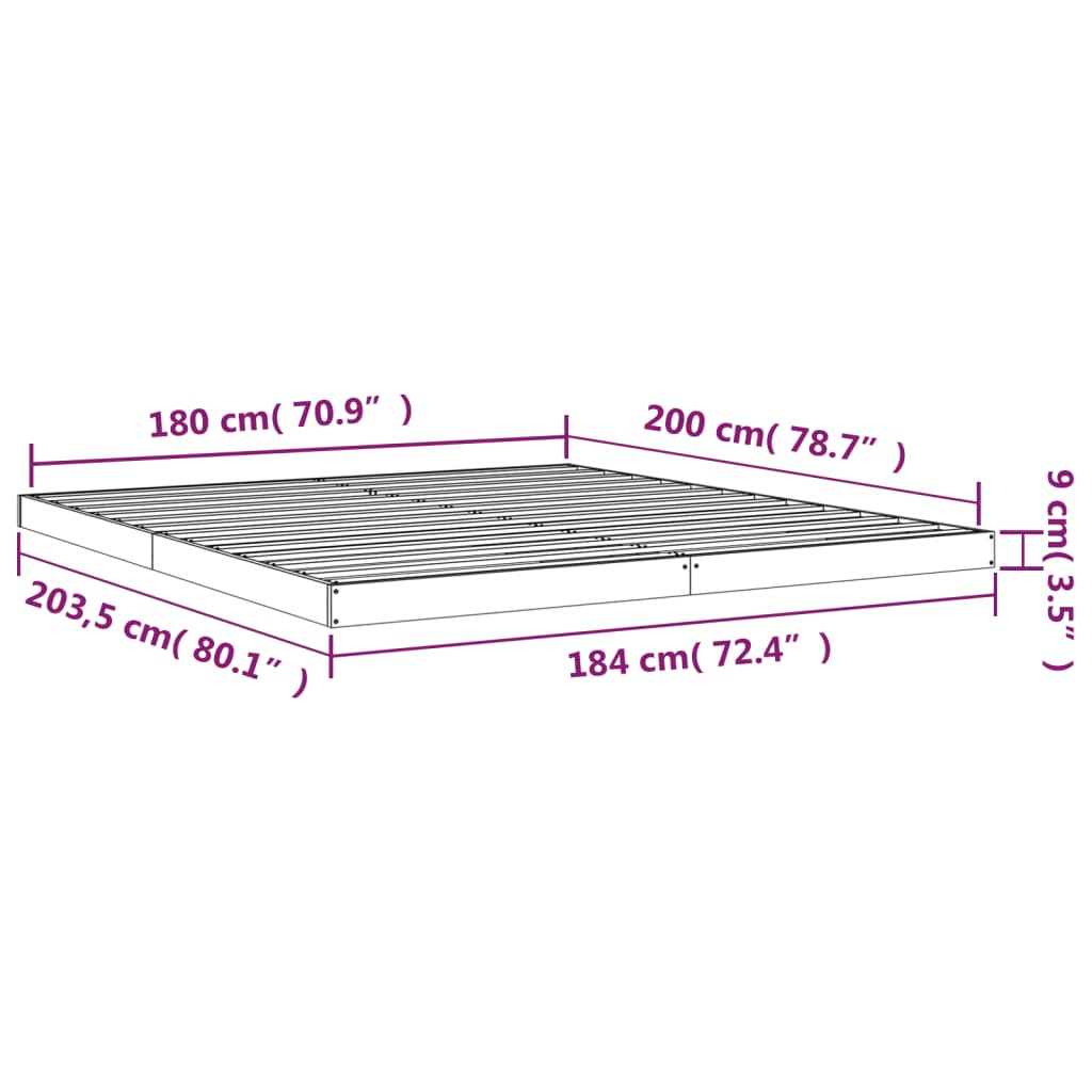 Solid wood bed 180x200 cm pine