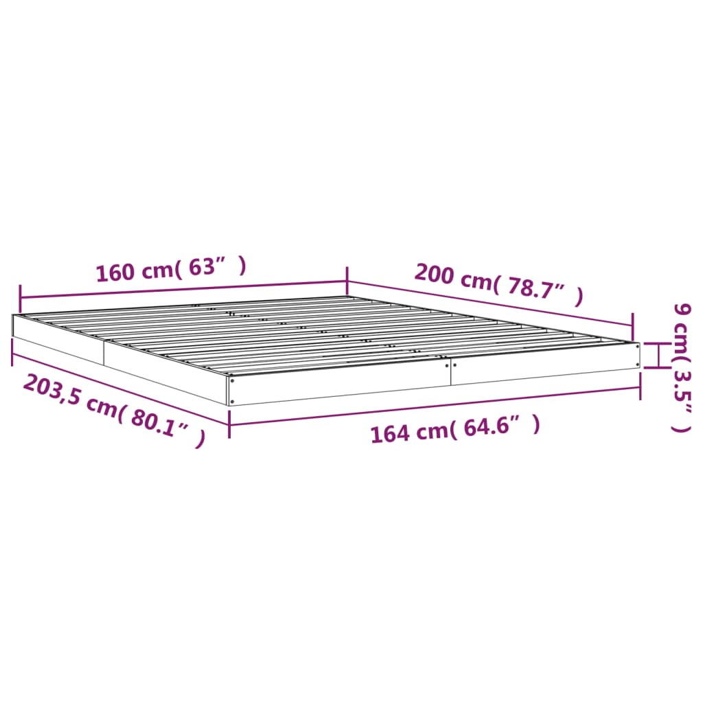 Solid wood bed 160x200 cm pine