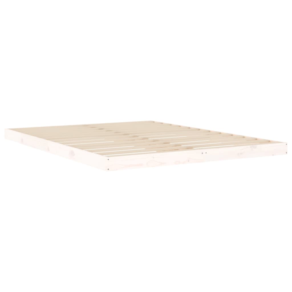 Solid Wood Bed White 150x200 cm King Size Pine