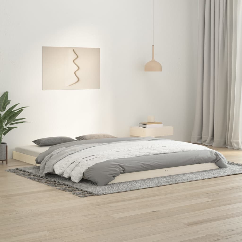 Solid Wood Bed White 150x200 cm King Size Pine