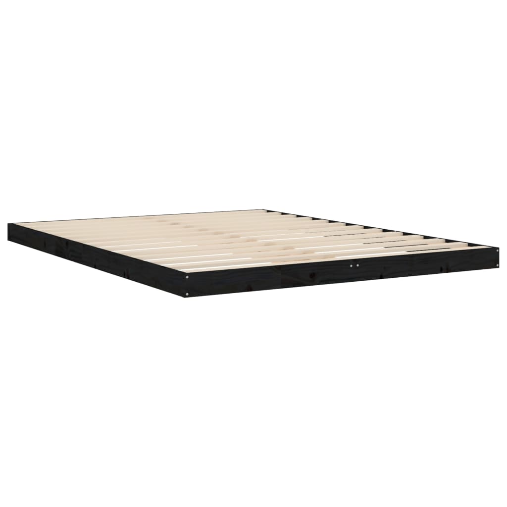 Solid wood bed black 150x200 cm pine