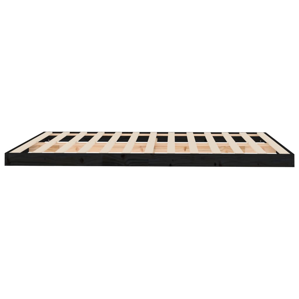 Solid wood bed black 150x200 cm pine