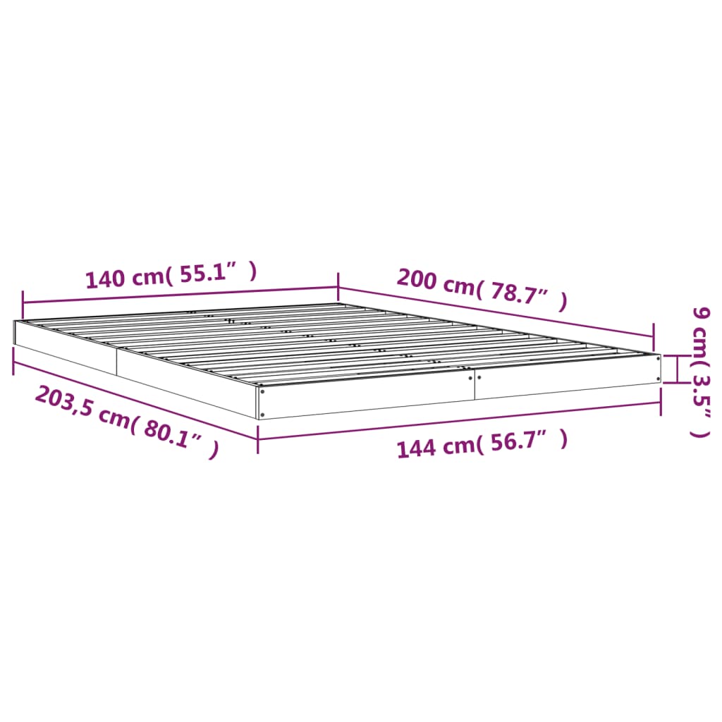 Solid wood bed 140x200 cm pine