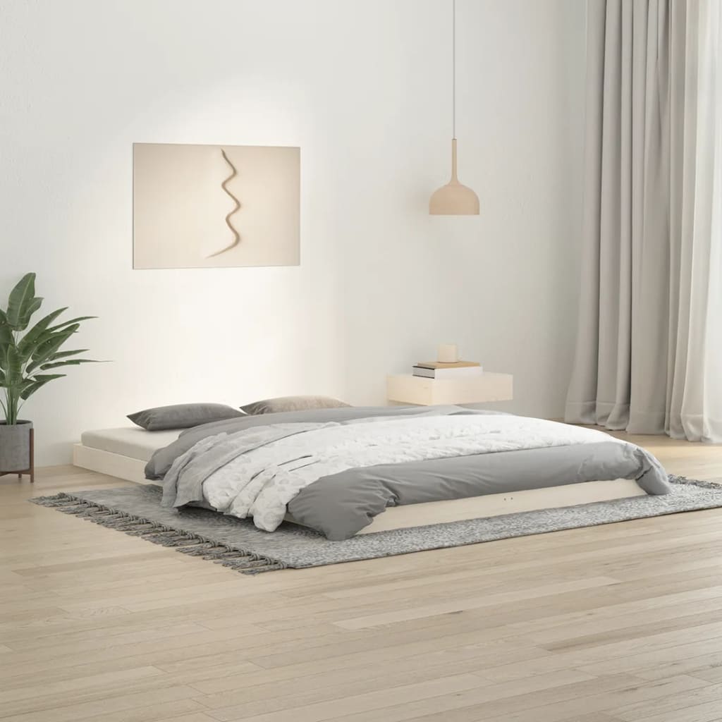 Solid wood bed white 140x200 cm pine