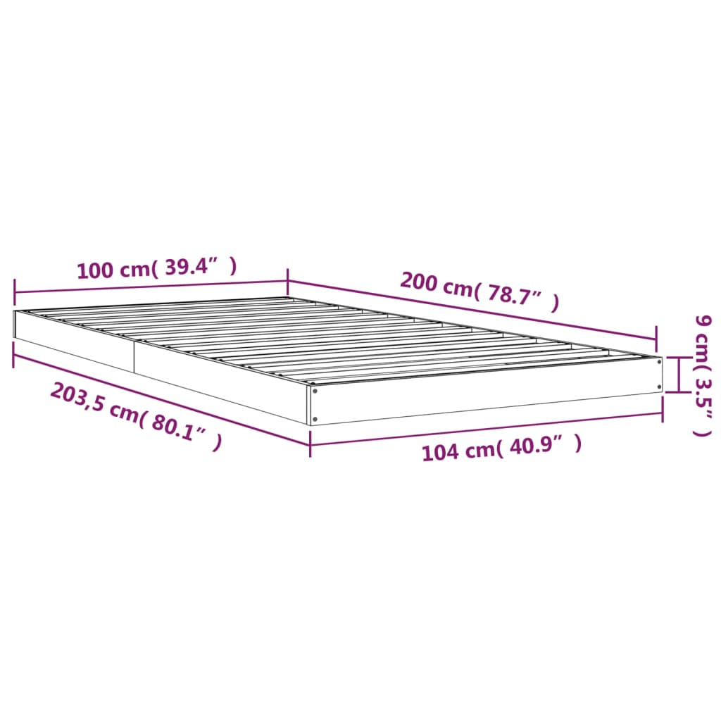 Solid Wood Bed White 100x200 cm Pine