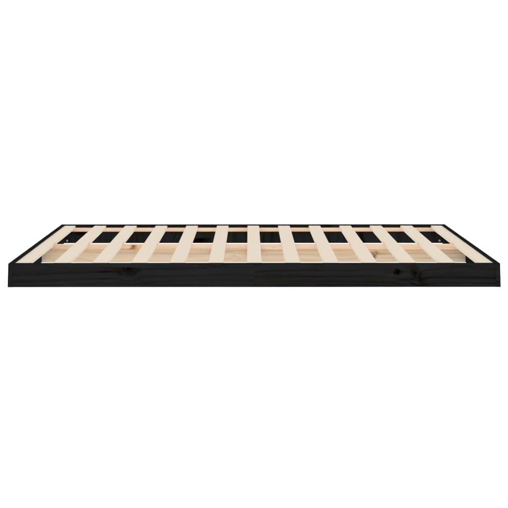 Solid wood bed black 135x190 cm pine