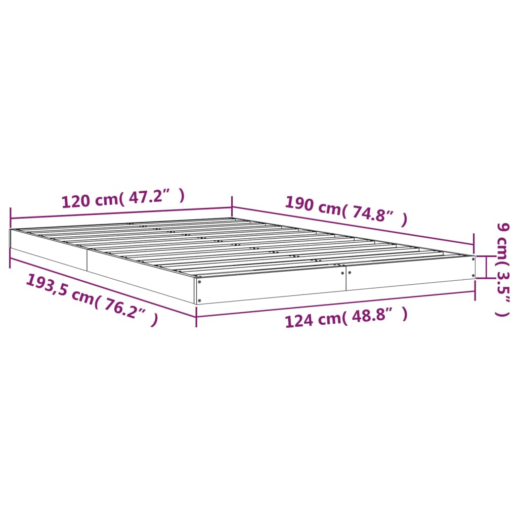 Solid wood bed white 120x190 cm pine