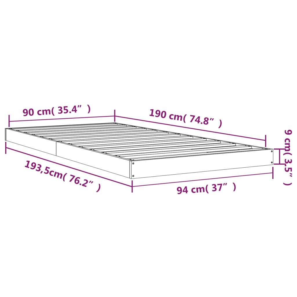 Solid wood bed 90x190 cm pine