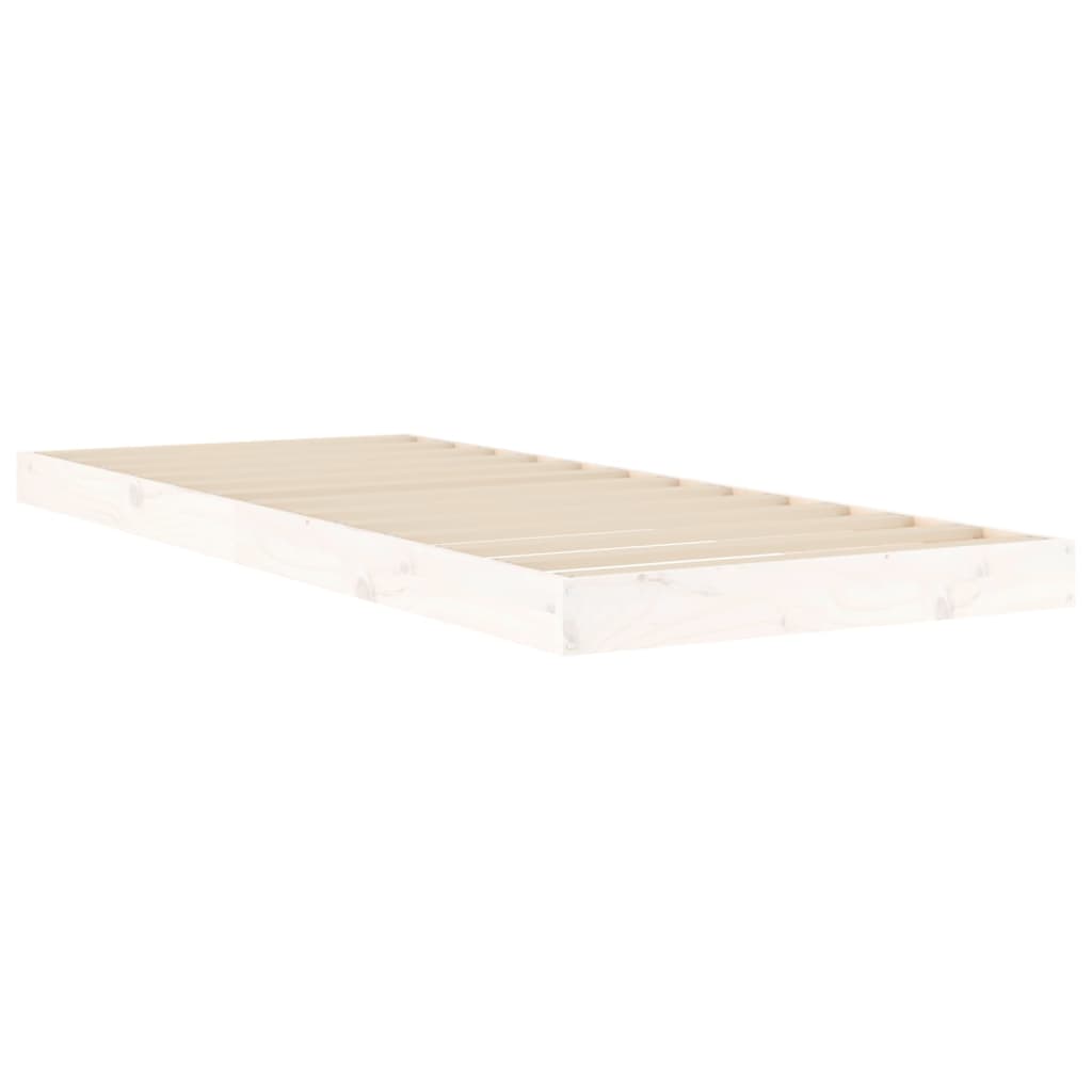 Solid wood bed white 75x190 cm pine