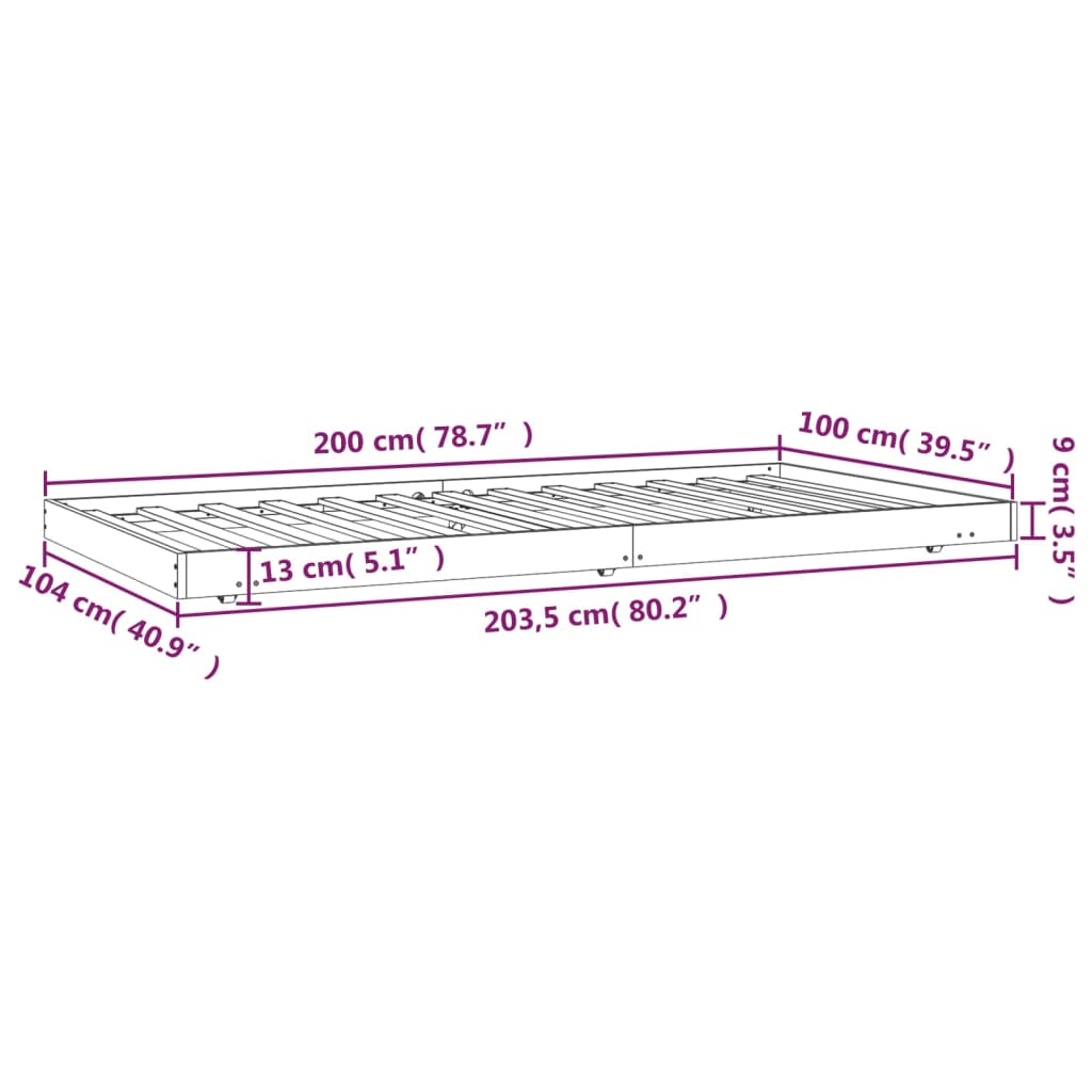 Solid wood bed without mattress 100x200 cm pinewood