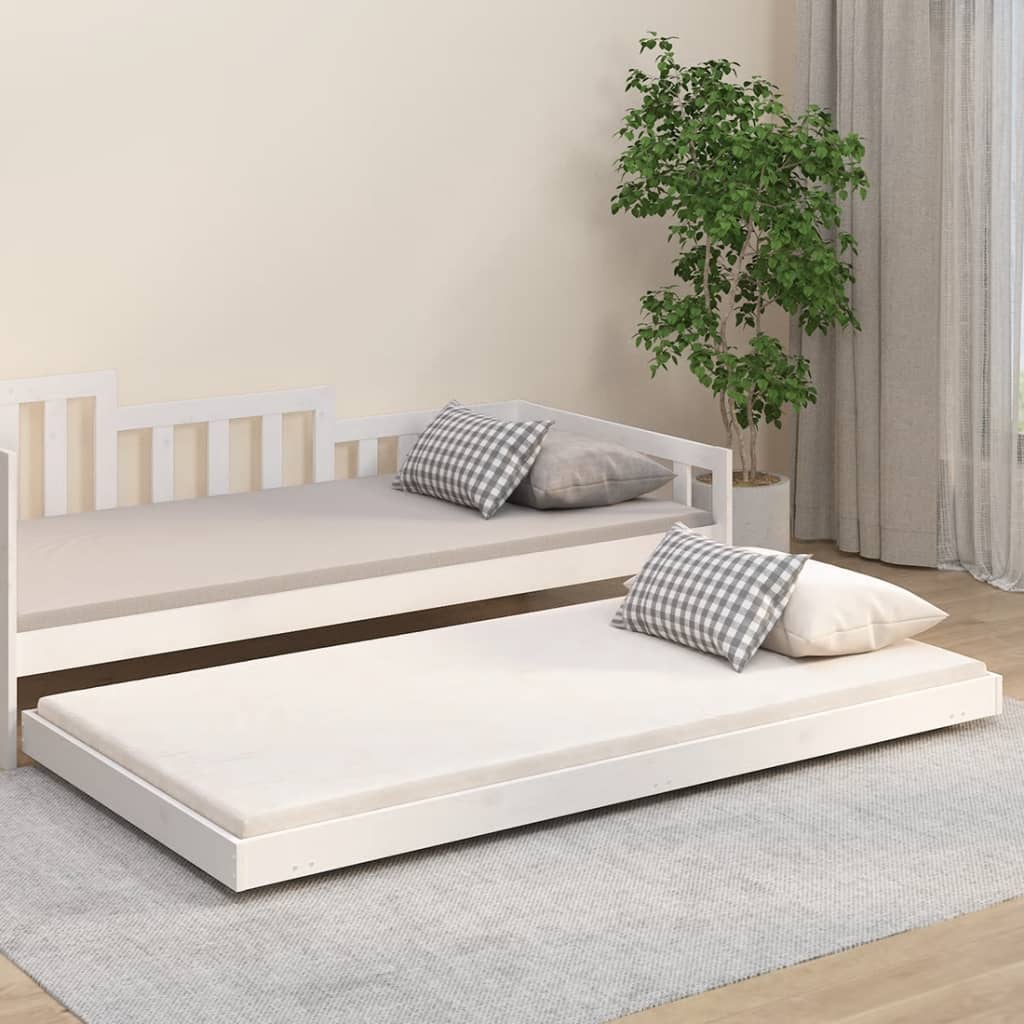 Solid wood bed without mattress white 100x200 cm pinewood