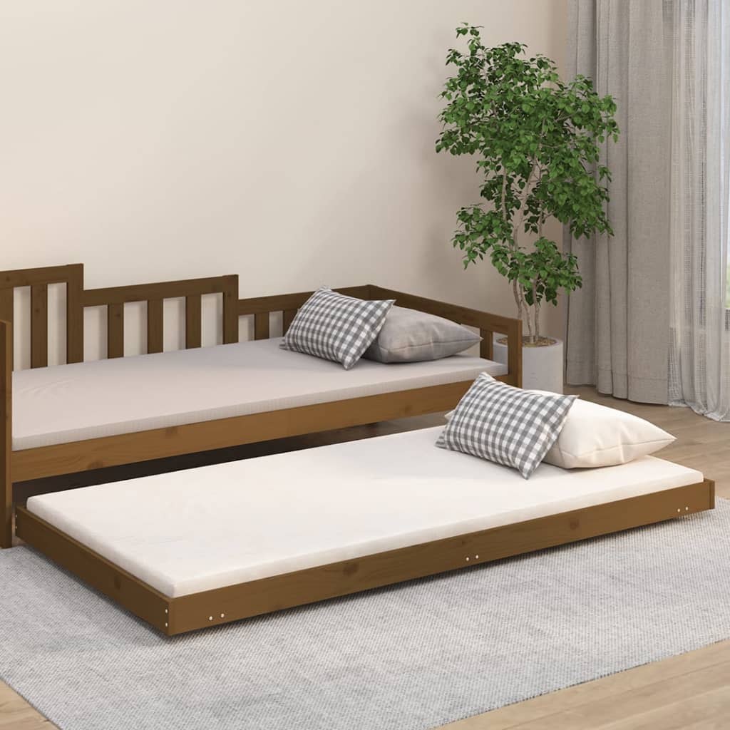 Solid wood bed honey brown 100x200 cm pine