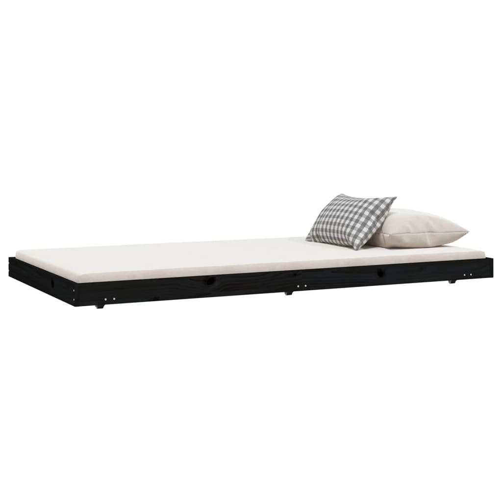 Solid wood bed black 100x200 cm pine