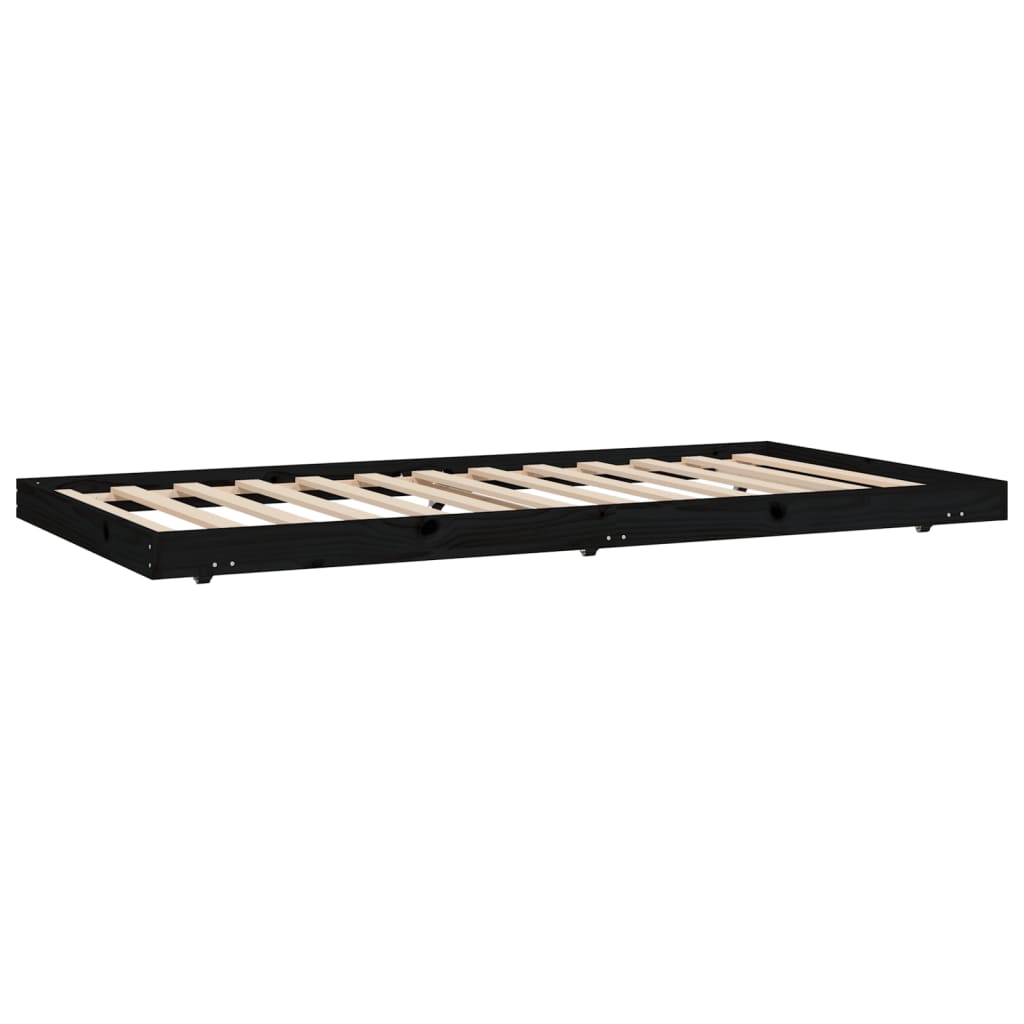 Solid wood bed black 100x200 cm pine