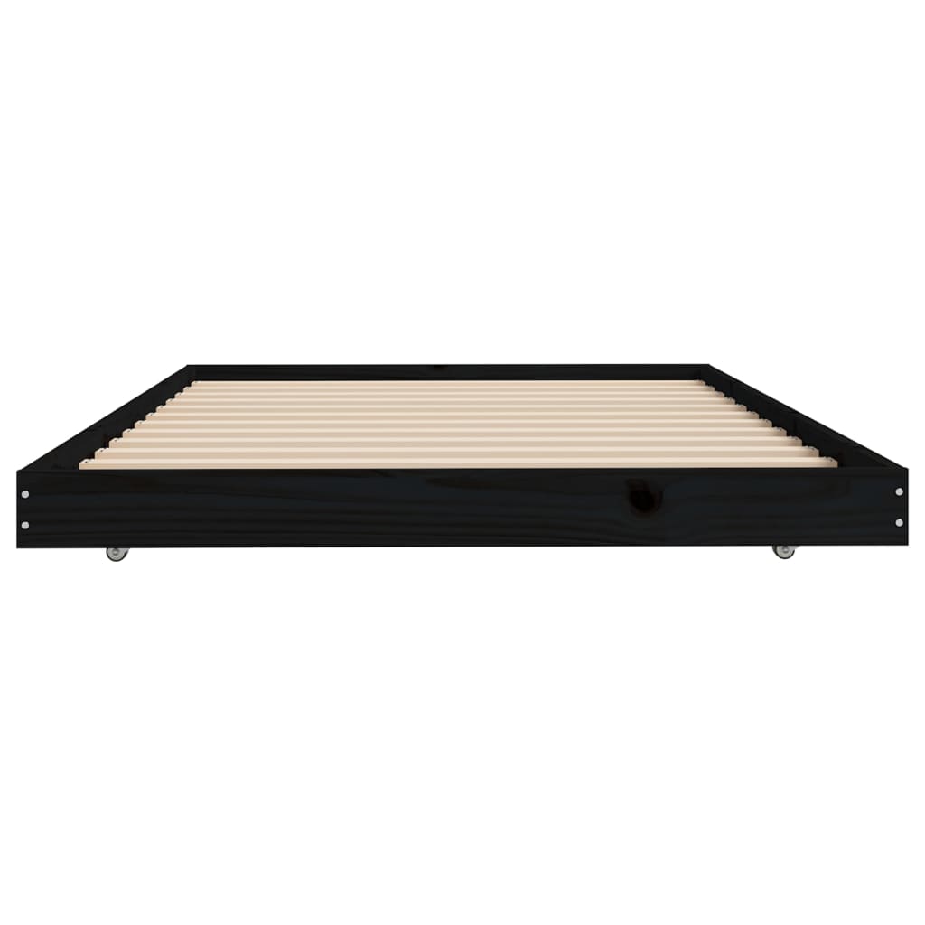 Solid wood bed black 100x200 cm pine