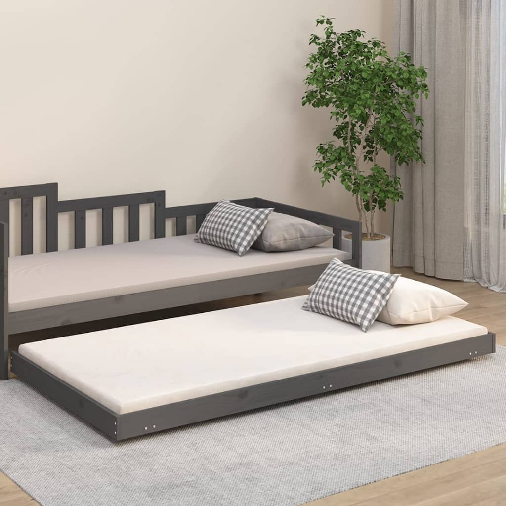 Solid wood bed gray 90x200 cm pine